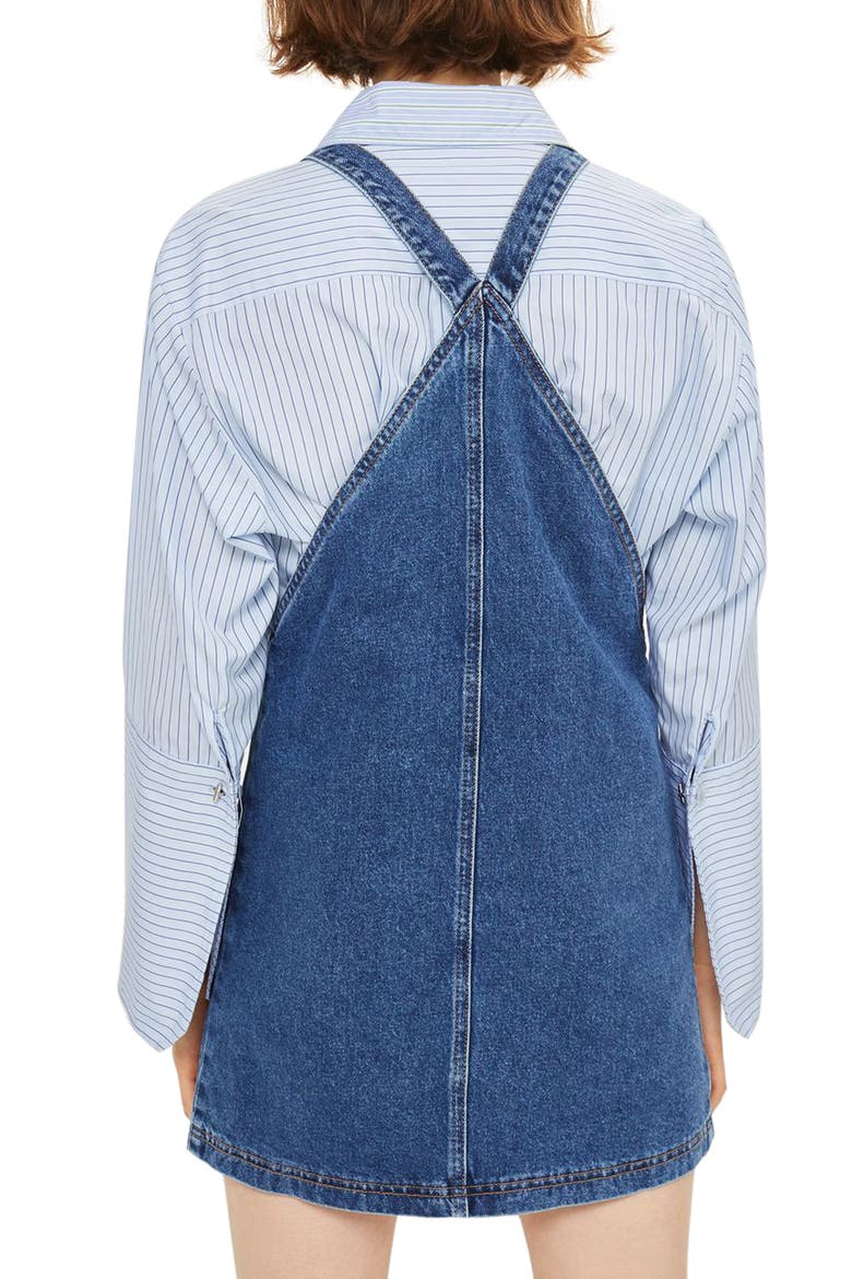 Denim Pinafore Dress, Alternate, color, MID DENIM
