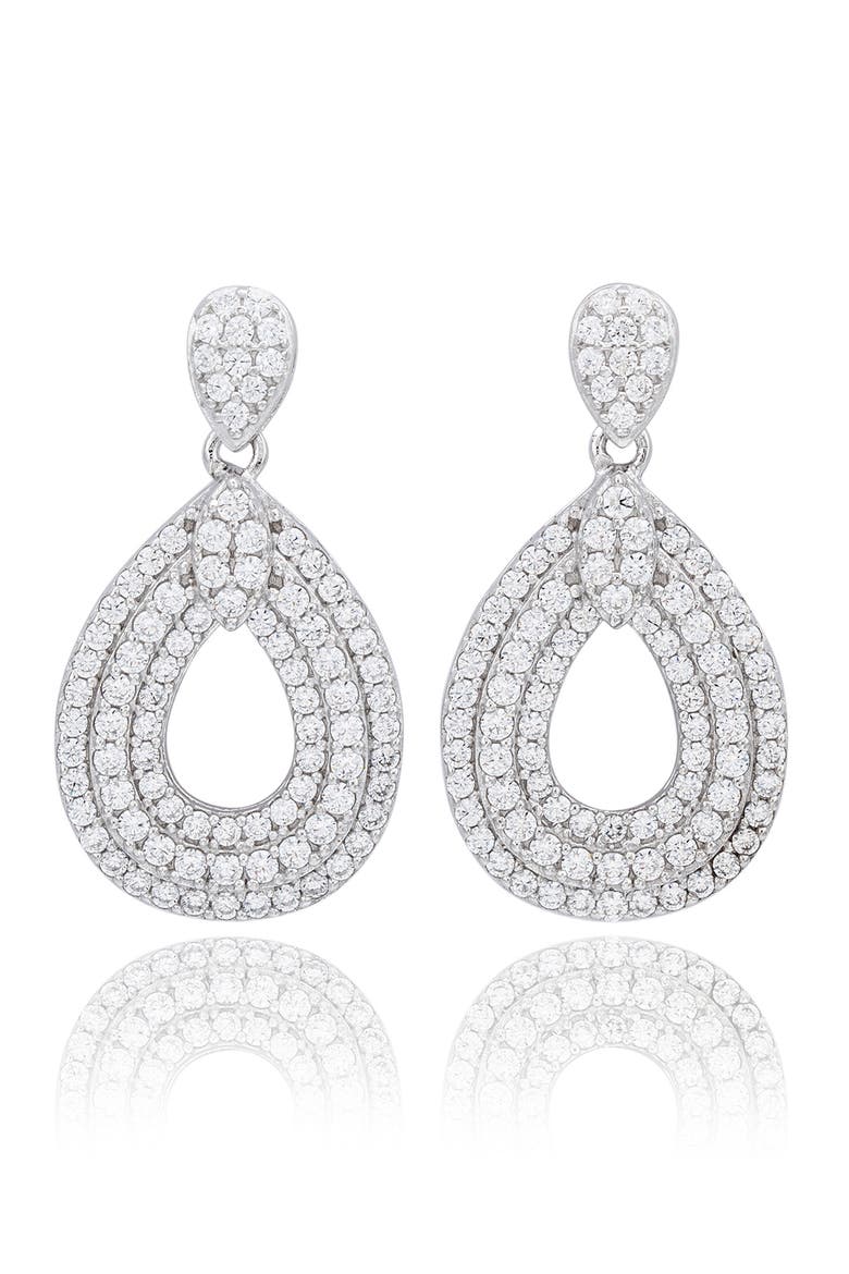 Cubic Zirconia Teardrop Earrings, Main, color, SILVER/ CUBIC ZIRCONIA