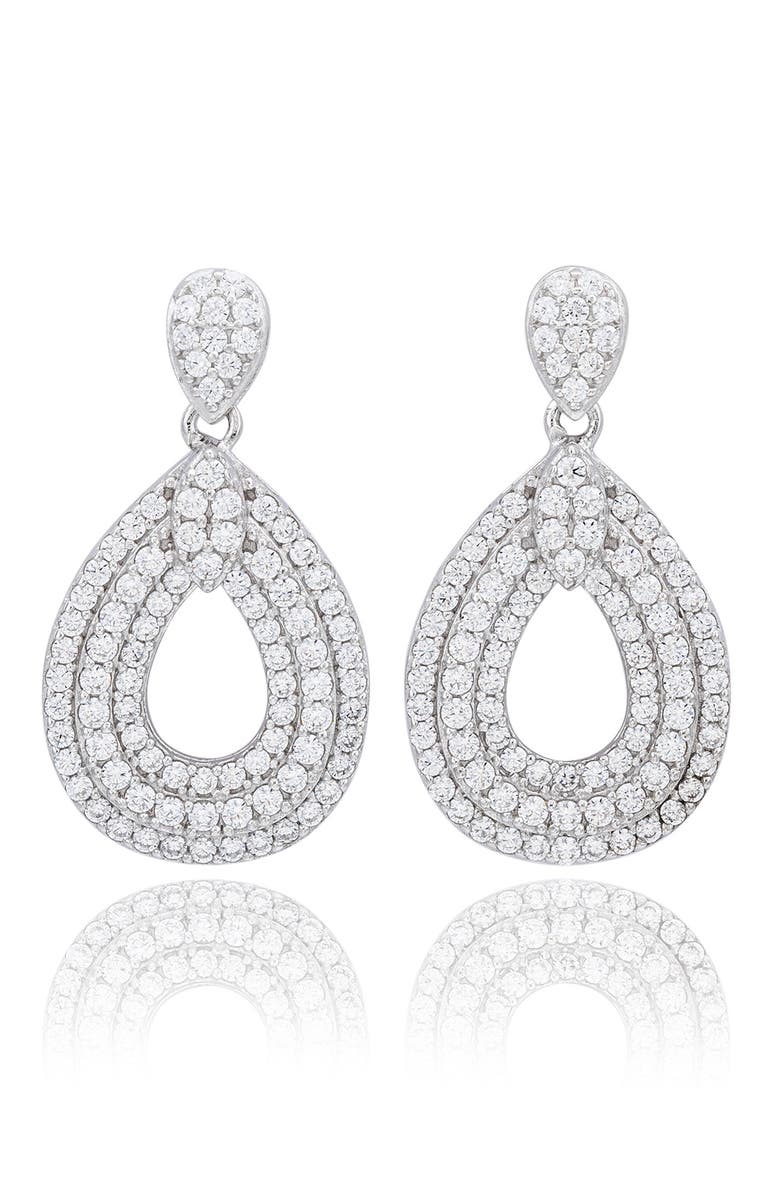 SUZY LEVIAN Cubic Zirconia Teardrop Earrings, Main, color, Silver/ Cubic Zirconia