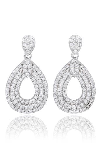 Suzy Levian Cubic Zirconia Teardrop Earrings In Metallic