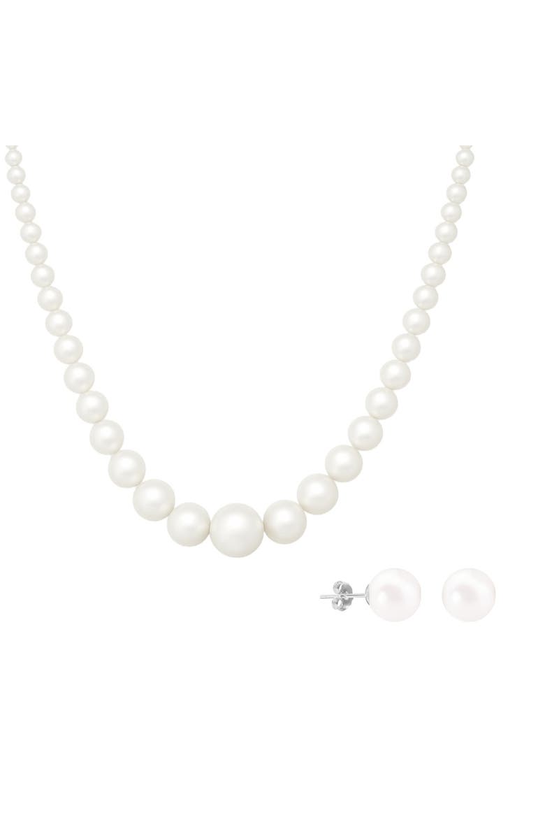 Donatello Gian Shell Pearl Necklace And Earrings Set, Main, color, White