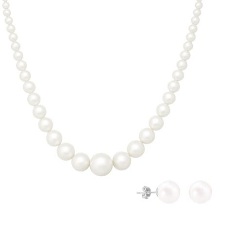 Shell Pearl Necklace And Earrings Set