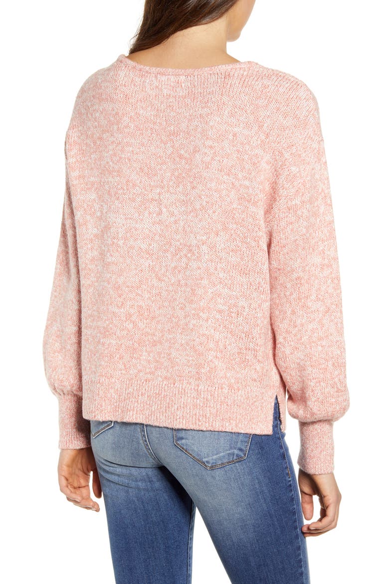 Everyday V-Neck Sweater, Alternate, color, CORAL CLAY MARL