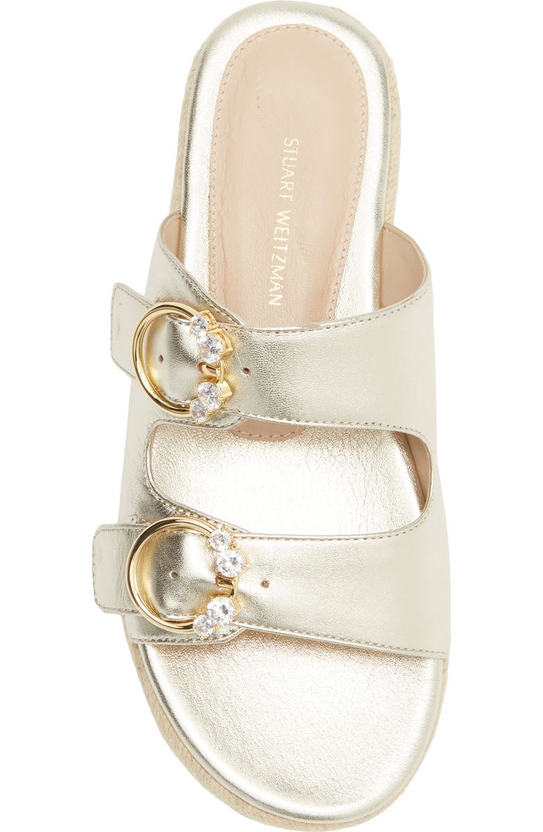 Stuart Weitzman Crystal Espadrille Slide Sandal, Alternate, color, Platino