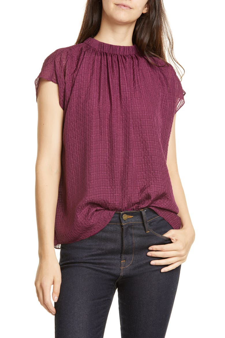 Gathered Silk Top, Main, color, PURPLE NECTAR