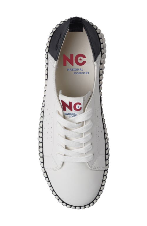 National Comfort Leather Sneaker In White/black Leather