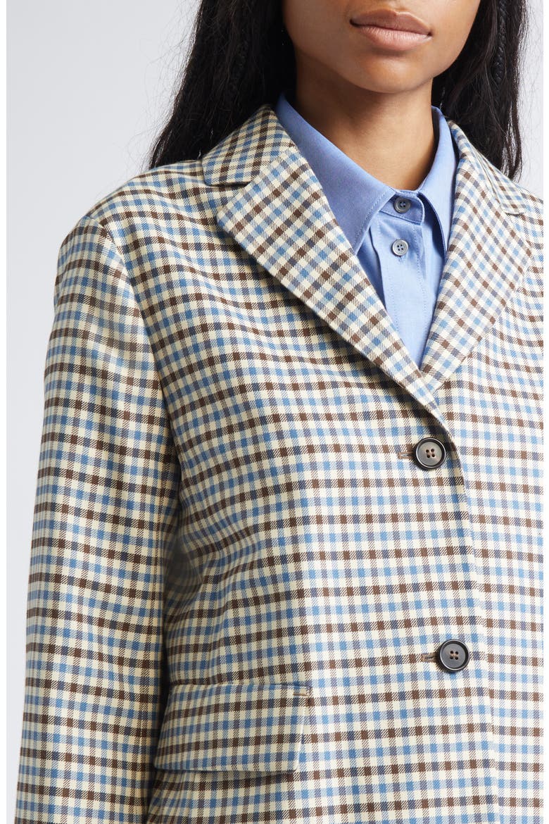 Nadia Check Wool & Cotton Jacket, Alternate, color, LIGHT BLUE