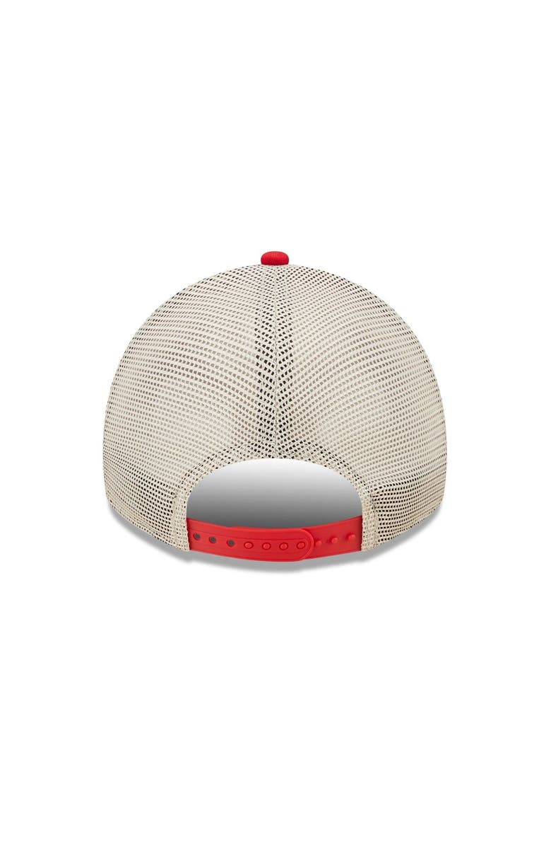 New Era Men's New Era Red/Natural Tampa Bay Buccaneers Devoted Trucker 9TWENTY Snapback Hat, Alternate, color,