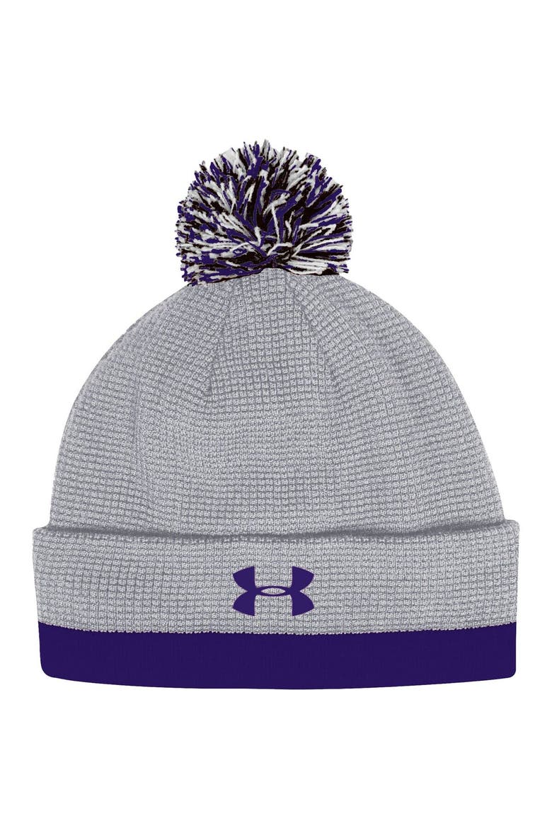 Men's Under Armour  Gray Northwestern Wildcats 2023 Sideline Performance Cuffed Knit Hat with Pom, Alternate, color, Gray
