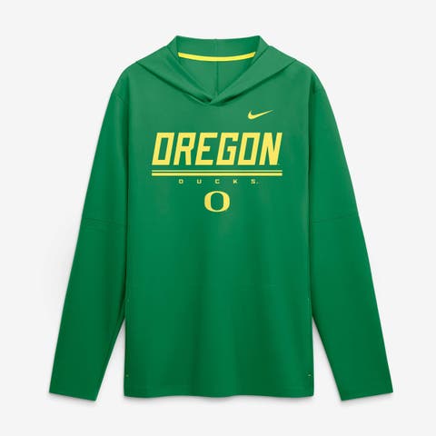Men's Nike Green Oregon Ducks 2026 Sideline Lightweight Long Sleeve Hooded Dri-FIT Top