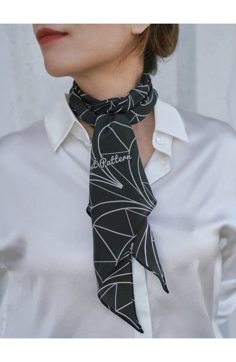 Lost Pattern "Chrysler" Silk Crepe Neck Scarf, Alternate, color, Empire Black