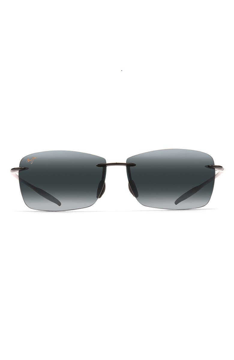 Maui Jim Lighthouse 65mm PolarizedPlus2<sup>®</sup> Oversize Rimless Sunglasses, Main, color, Black