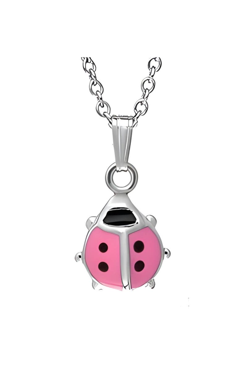 Mia Belle Girls Ladybug Pendant Necklace, Main, color, Metallic Silver