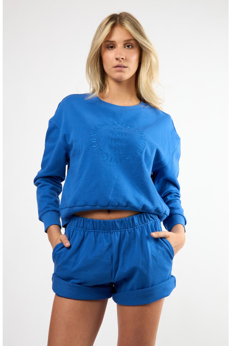 The Lakeside Set Cotton Graphic Sweatshirt, Alternate, color, BLUE