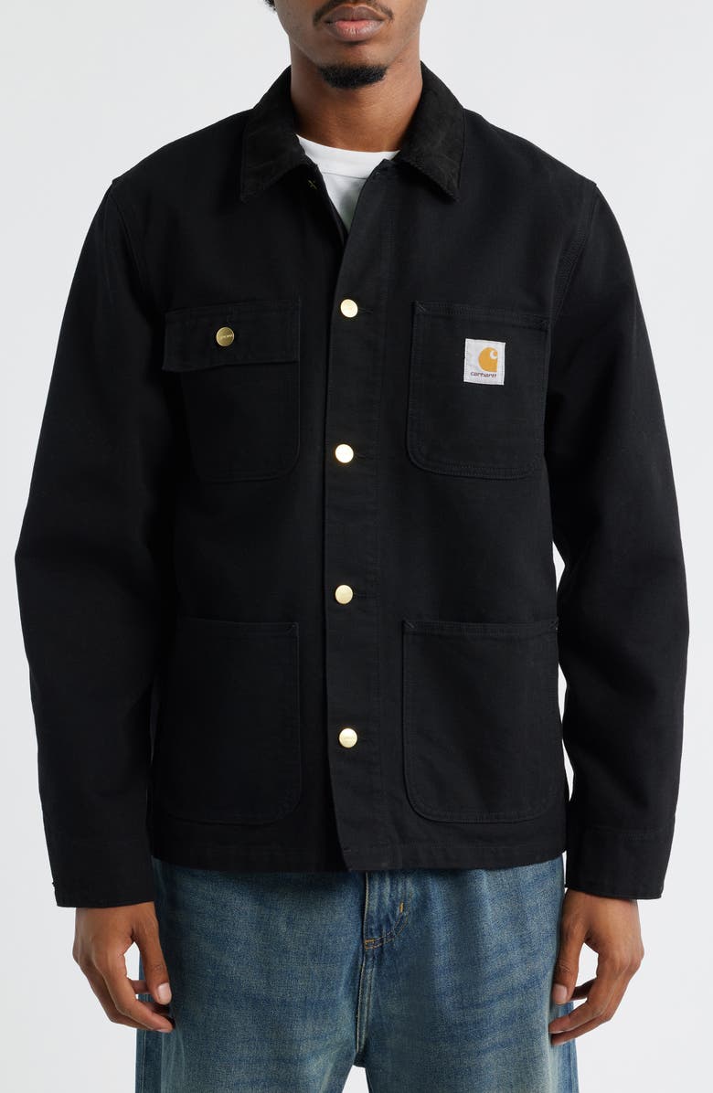 Carhartt Work In Progress Michigan Canvas Coat, Alternate, color, Black / Black Rinse