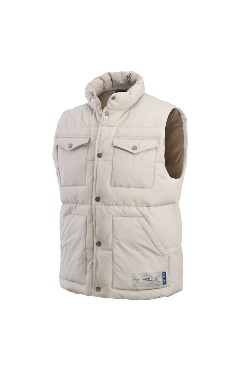 Darius Rucker Collection by Fanatics Men's Darius Rucker Collection by Fanatics Cream Seattle Seahawks Puffer Full-Snap Vest, Alternate, color, Cream