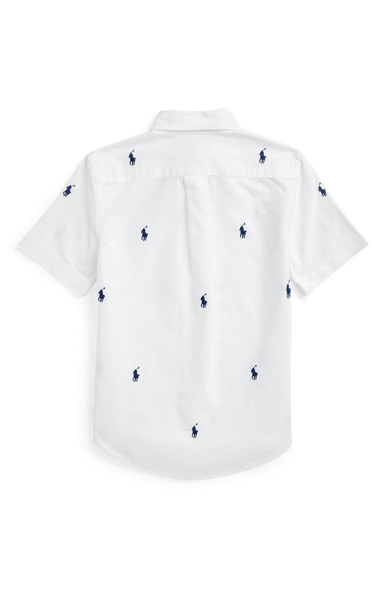 Polo Ralph Lauren Kids' Polo Embroidered Short Sleeve Cotton Button-Down Shirt, Alternate, color,