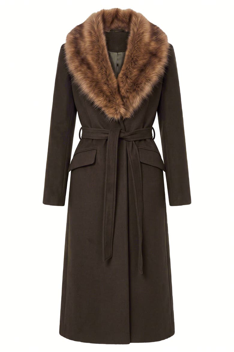 Mae Coat With Faux Fur Collar, Alternate, color, Olive