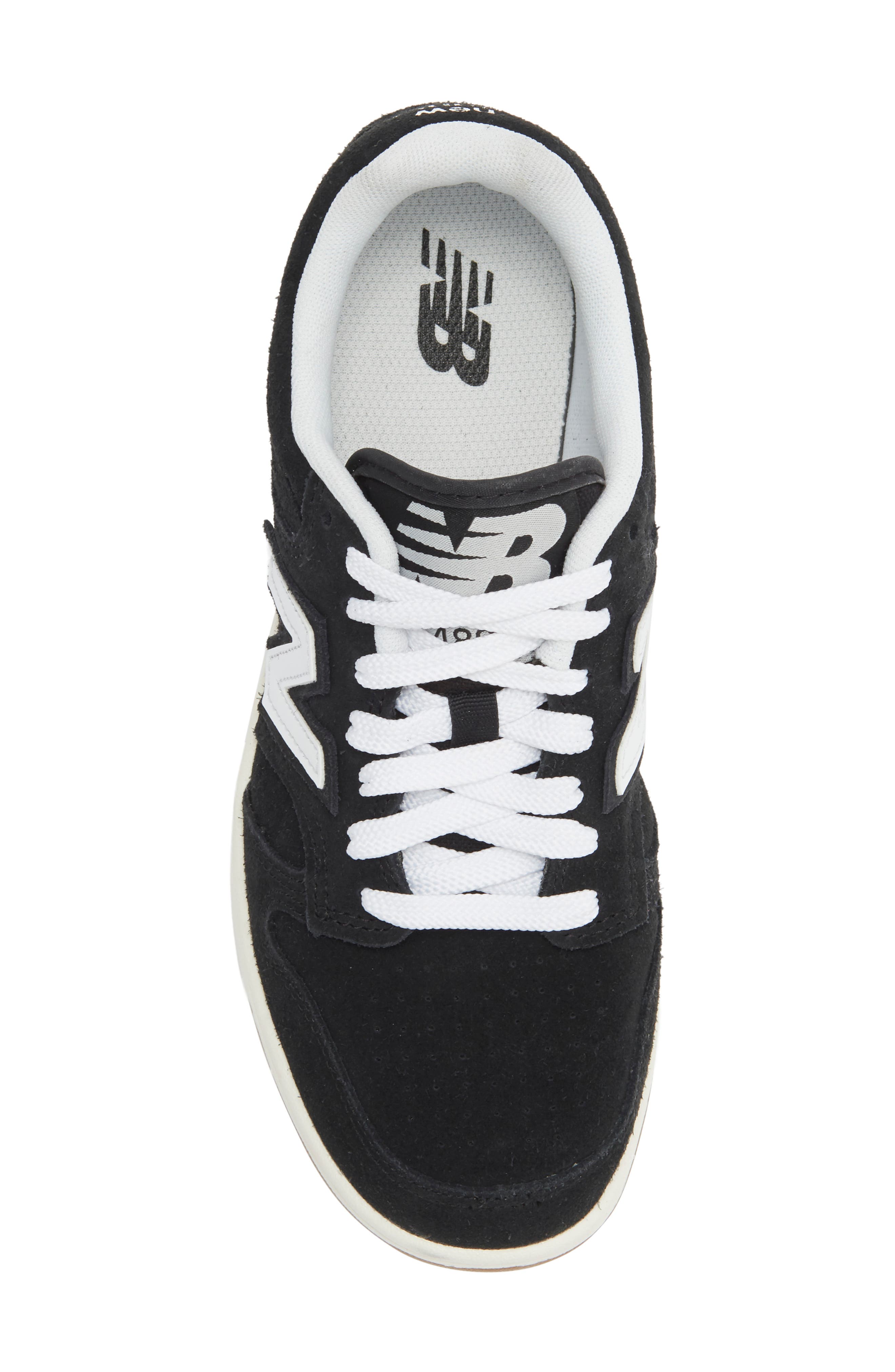 Kids' 480 Leather Sneaker, Alternate, color, BLACK/ WHITE