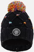 Deux par Deux Lined Knit Pompom Hat with Little Sequins