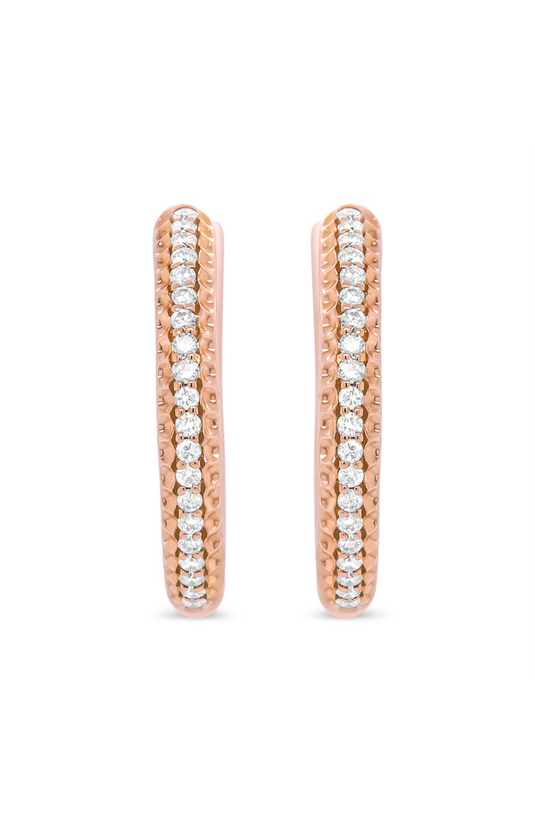 Haus of Brilliance 18K Rose Gold 1/3 Cttw Round Cut Diamond Hoop Earrings, Alternate, color, Pink