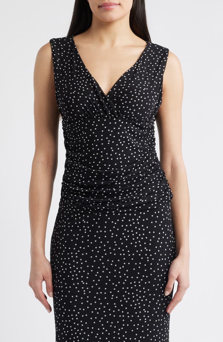 Loveappella Ruched Empire Waist Sleeveless Top, Main, color, Black