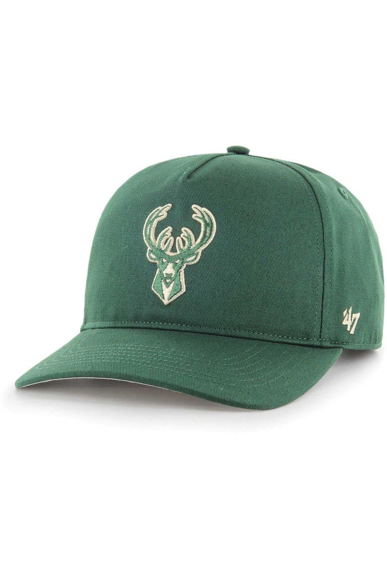 Men's '47 Hunter Green Milwaukee Bucks Hitch Snapback Hat, Main, color, Green