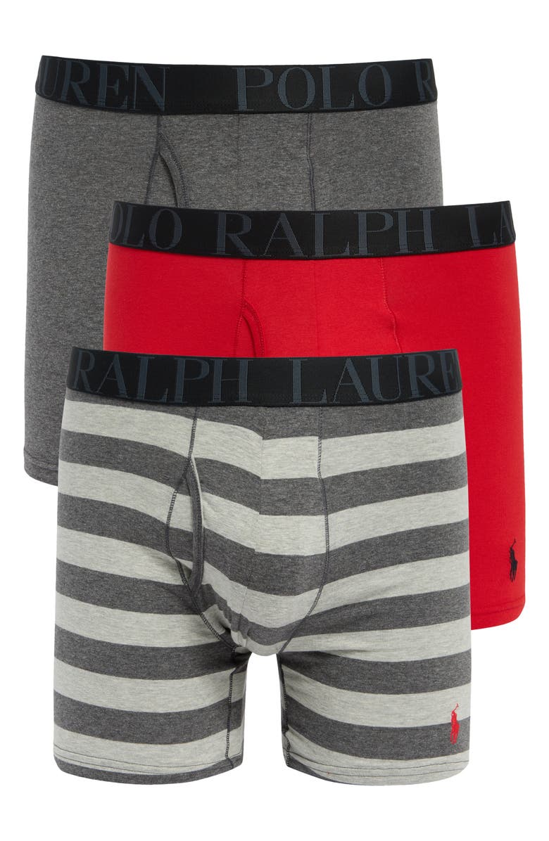 Polo Ralph Lauren 3-Pack Assorted Boxer Briefs, Main, color, Red/ Grey Assorted