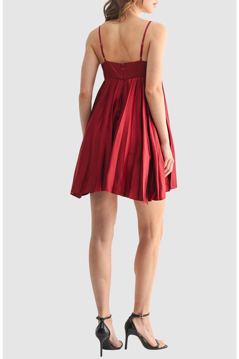 Pleated Handkerchief Hem Cocktail Minidress, Alternate, color, WINE