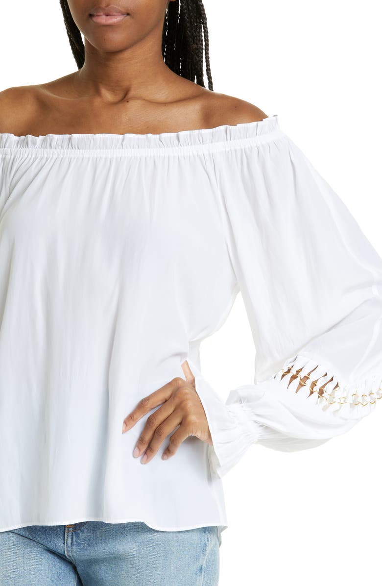 Ramy Brook Lili Chain Detail Off the Shoulder Blouse, Alternate, color, 