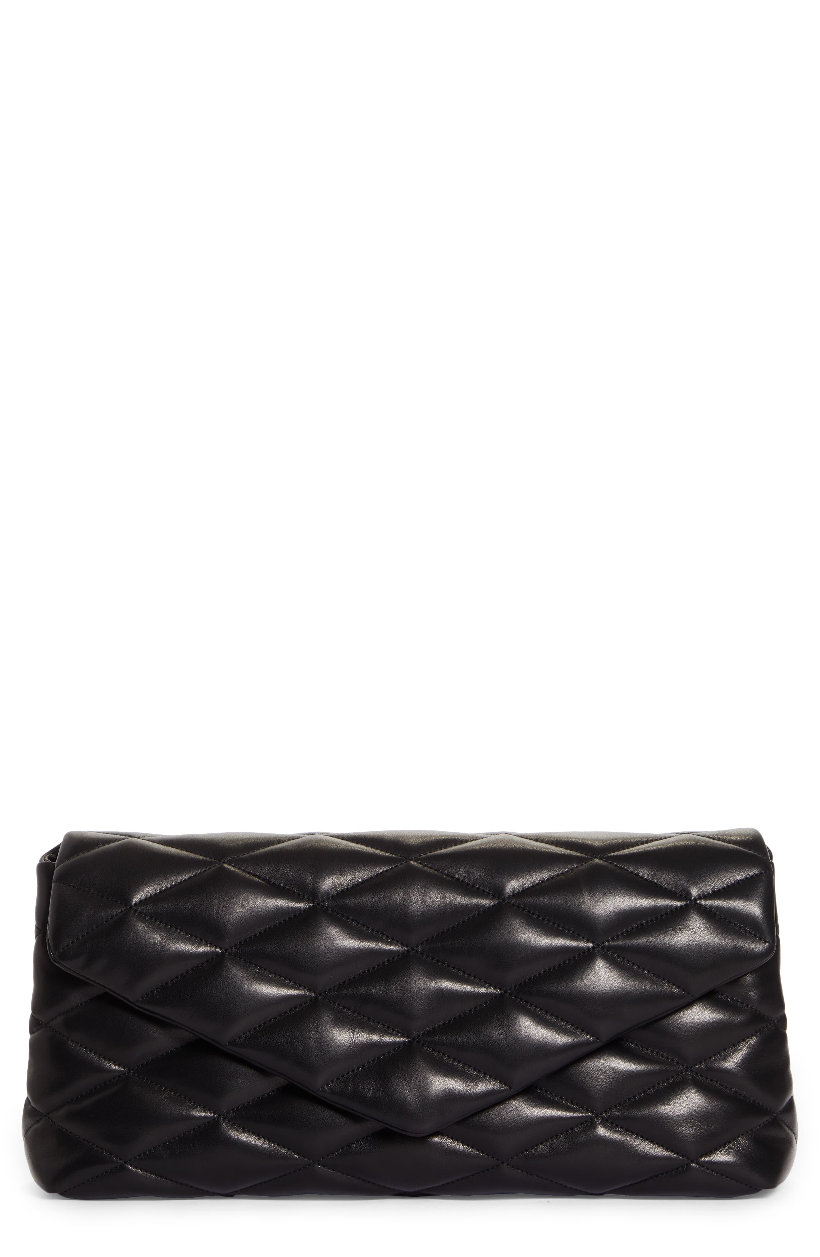 Saint Laurent Sade Leather Puffer Clutch, Main, color, 