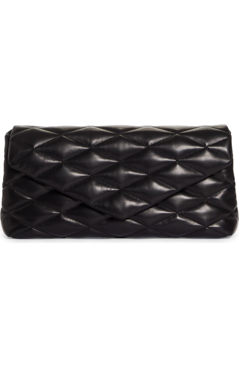 Saint Laurent Sade Leather Puffer Clutch, Main, color,