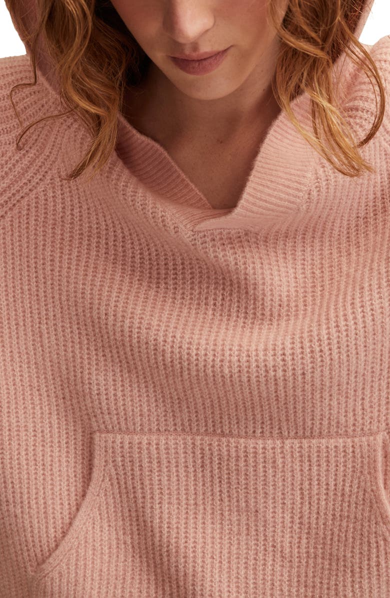 Lucky Brand Cloud Soft V-Neck Sweater Hoodie, Alternate, color, Rose Smoke