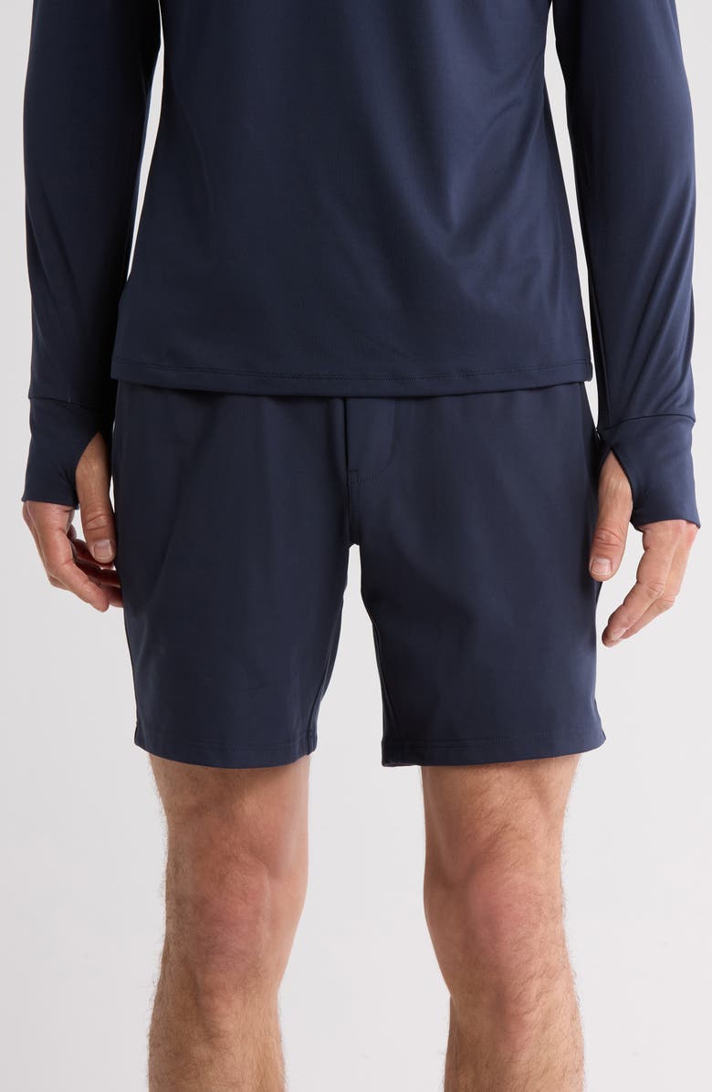 Z by Zella All Day 8-Inch Knit Shorts, Main, color, Navy Eclipse