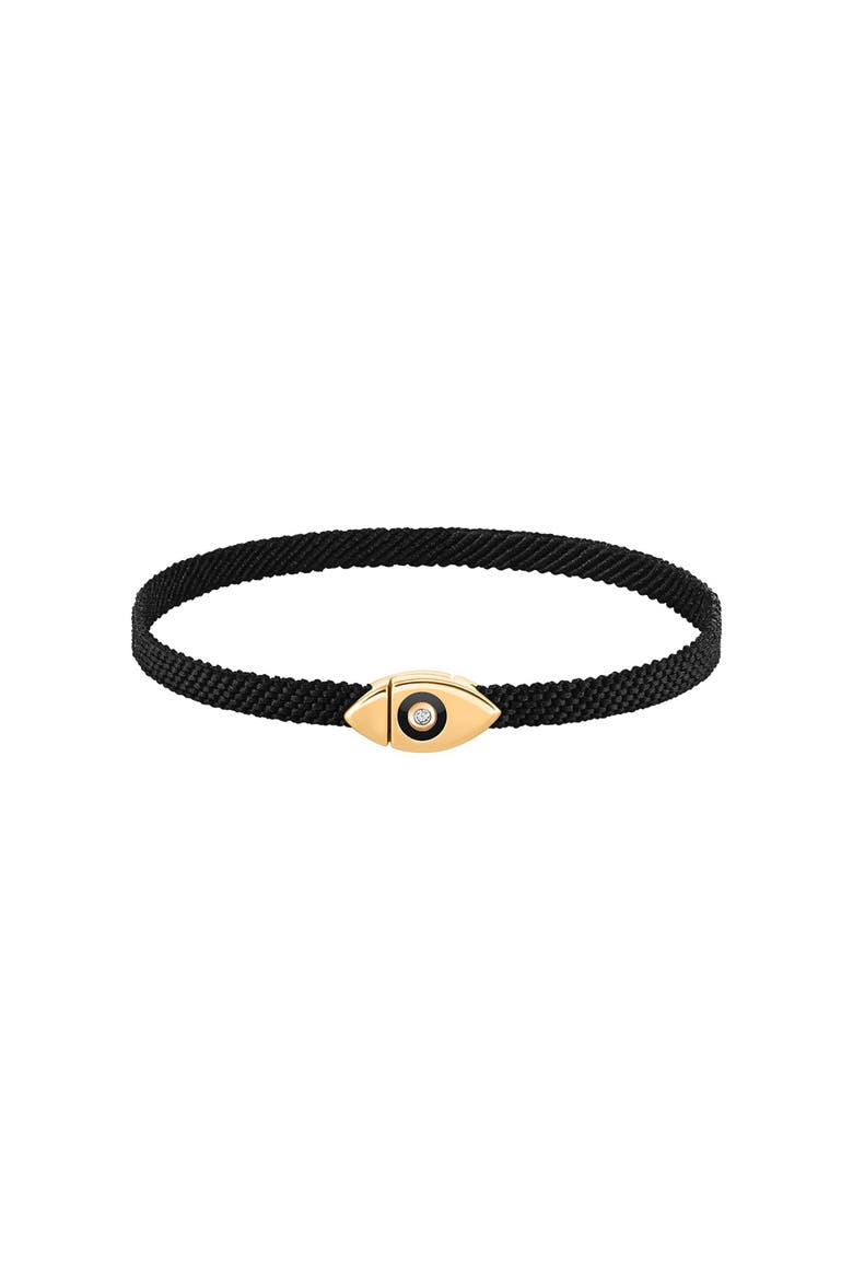 Infinite Success Men's Evil Eye Black String Bracelet, Main, color, Black/Gold