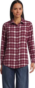 Lands' End Flannel Boyfriend Long Sleeve Shirt