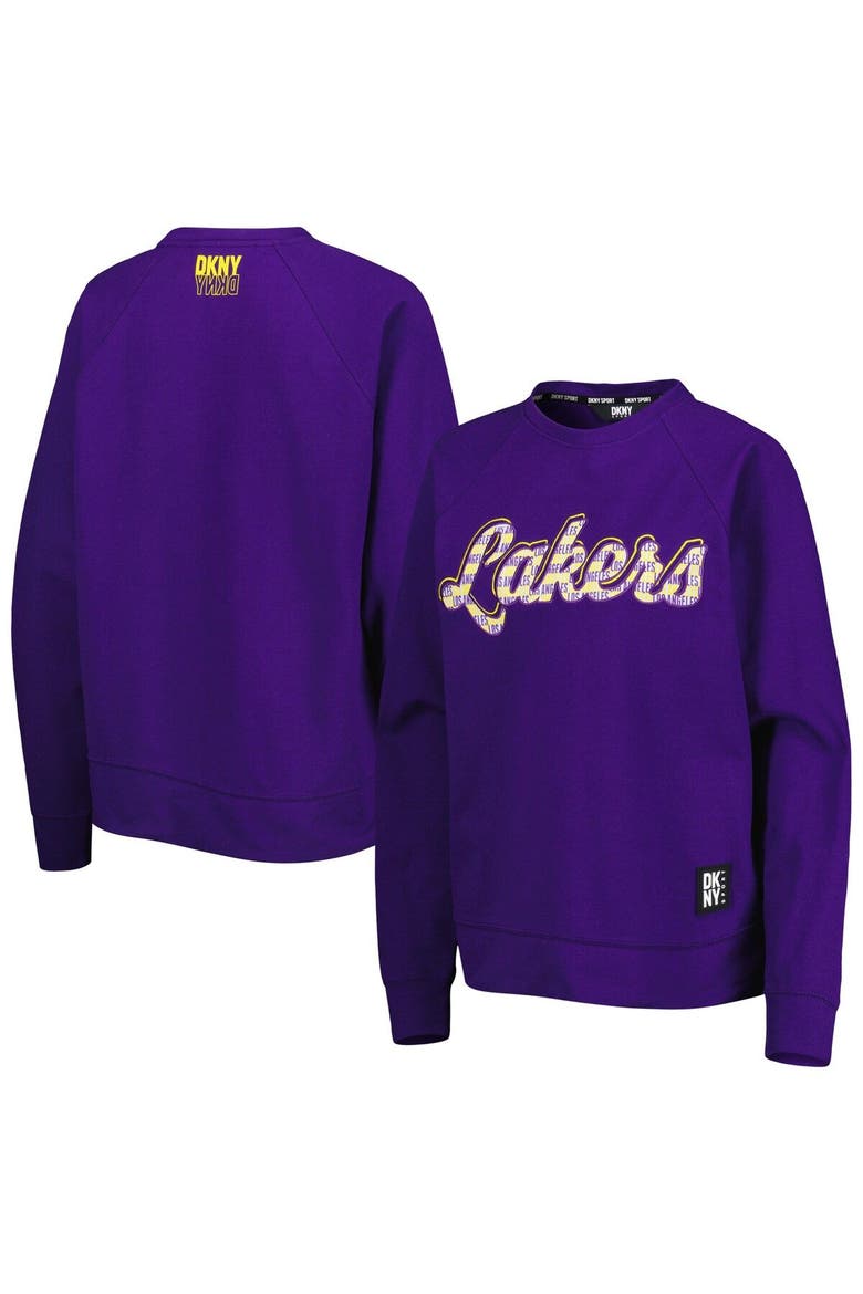 Women's DKNY Sport Purple Los Angeles Lakers Regina Raglan Pullover Sweatshirt, Main, color, Purple