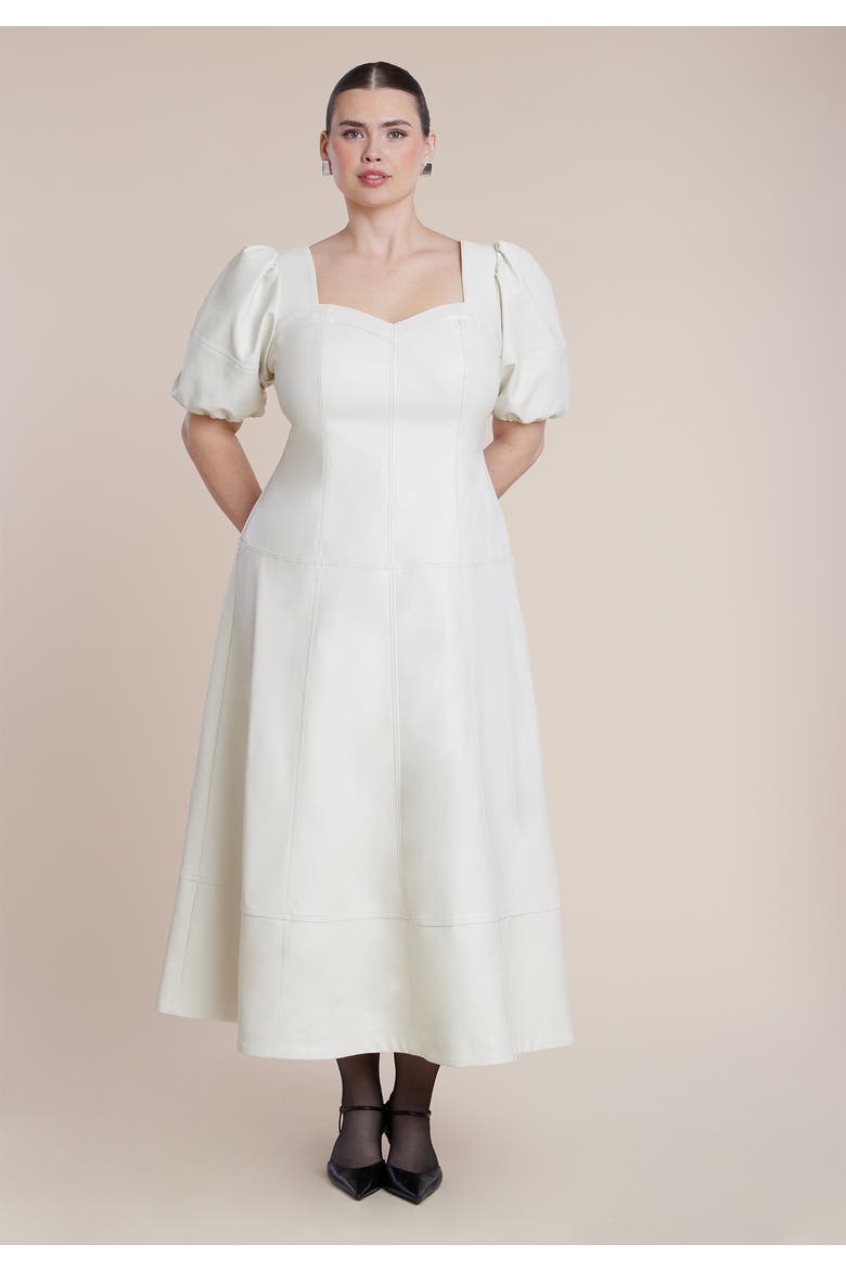 Faux Leather Puff Sleeve Maxi Dress, Alternate, color, TOFU