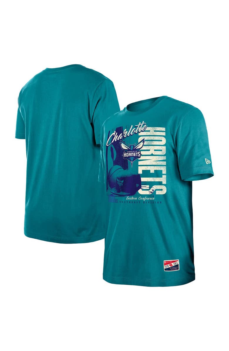 New Era Men's New Era  Teal Charlotte Hornets Distressed Throwback Vintage Color Pack T-Shirt, Main, color, Teal