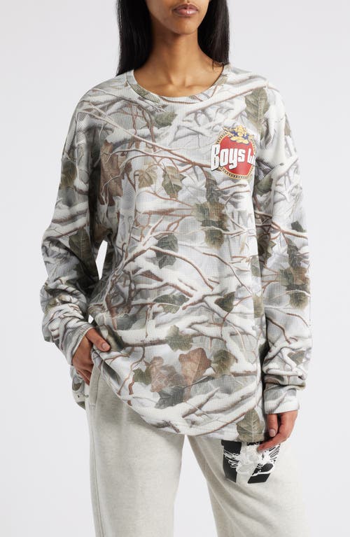 Boys Lie Breakfast Beers Oversize Thermal Top In Grey Multi