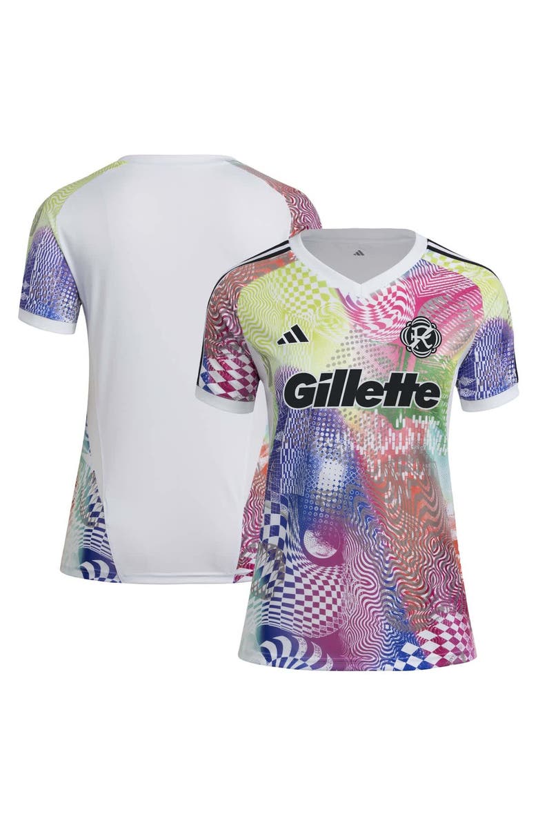 adidas Women's adidas White New England Revolution 2025 Pride Pre-Match Top, Main, color, 