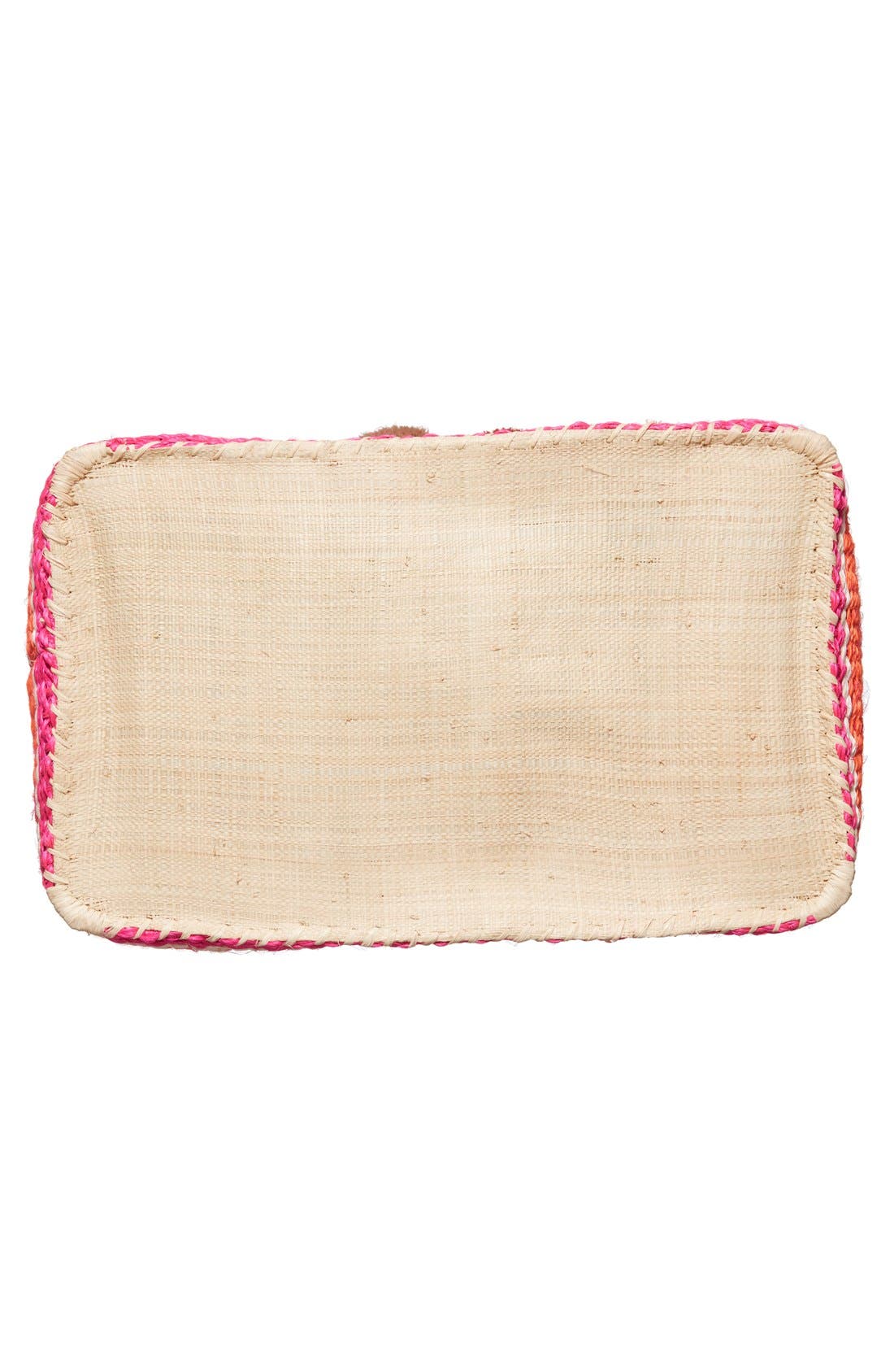 'Capri' Woven Tote with Pom Charms, Alternate, color, PINK