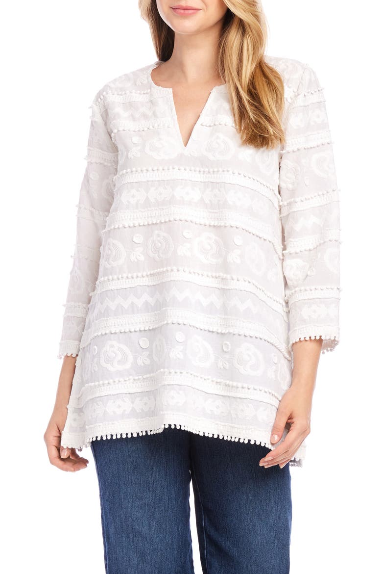 Embroidered Tunic Top, Main, color, OFF WHITE