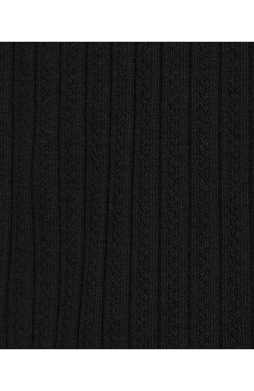 Lands' End Elbow Sleeve Pointelle Rib Mock Neck In Black