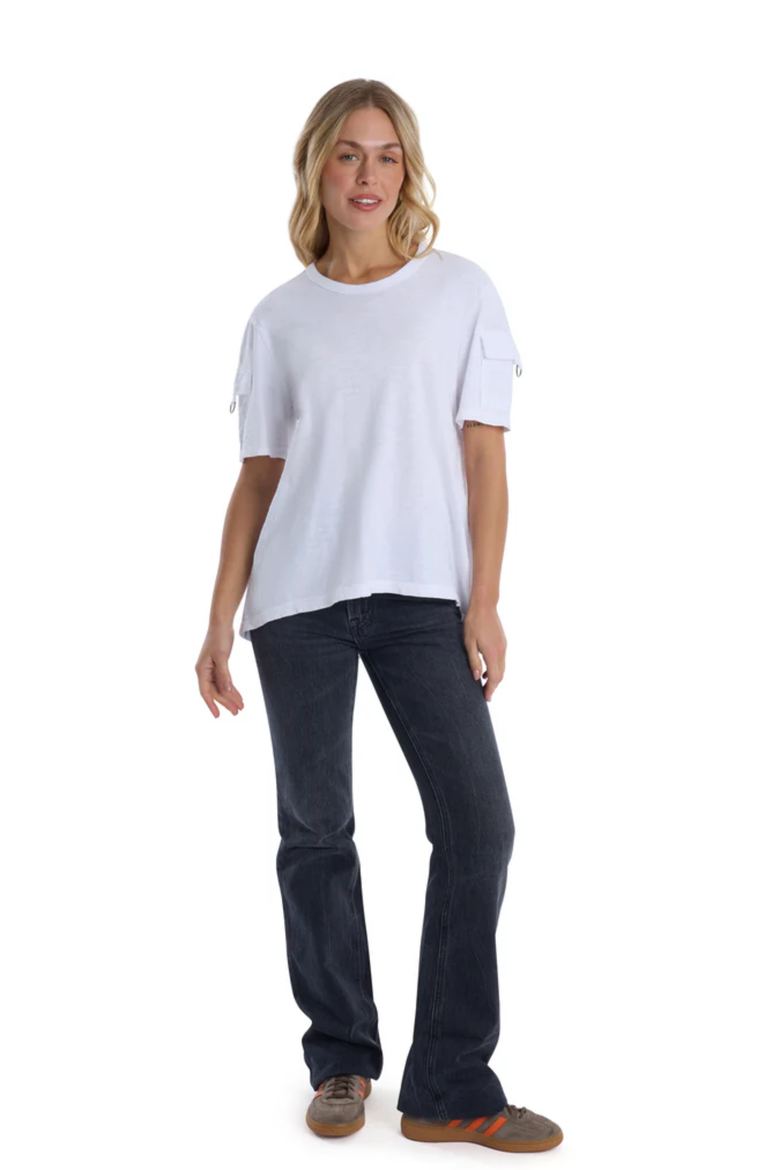 Round Neck Short Sleeve Hi-Lo, Alternate, color, White