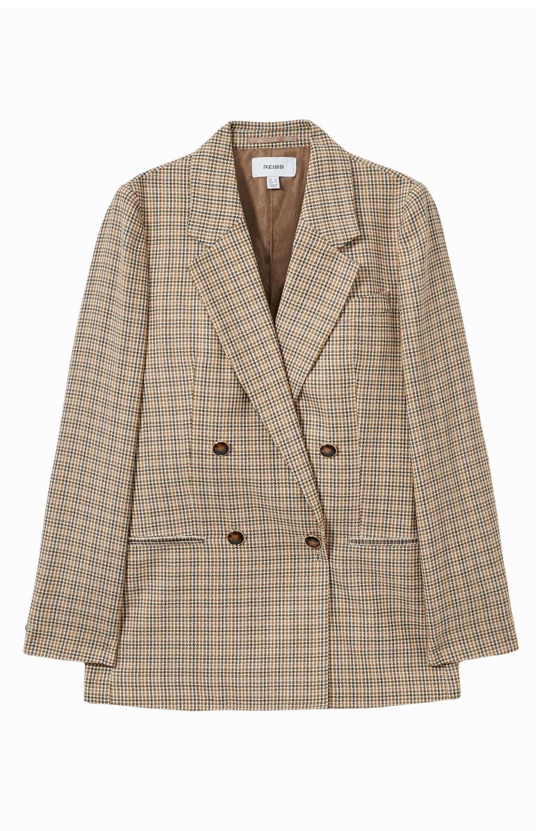 Reiss Vida Houndstooth Double Breasted Wool Blazer, Alternate, color,
