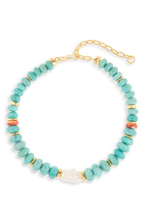 Provence Baroque Pearl & Amazonite Collar Necklace