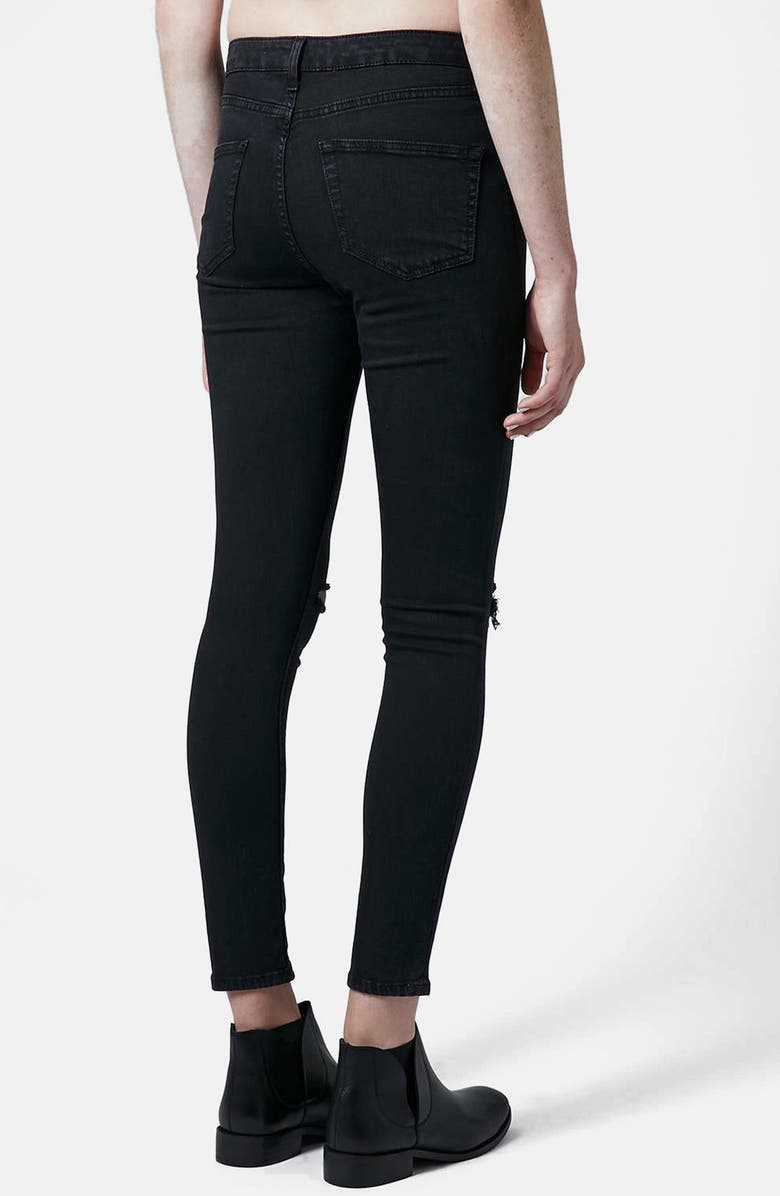 Topshop Moto 'Jamie' Dark Wash Ripped Slim Jeans, Alternate, color,