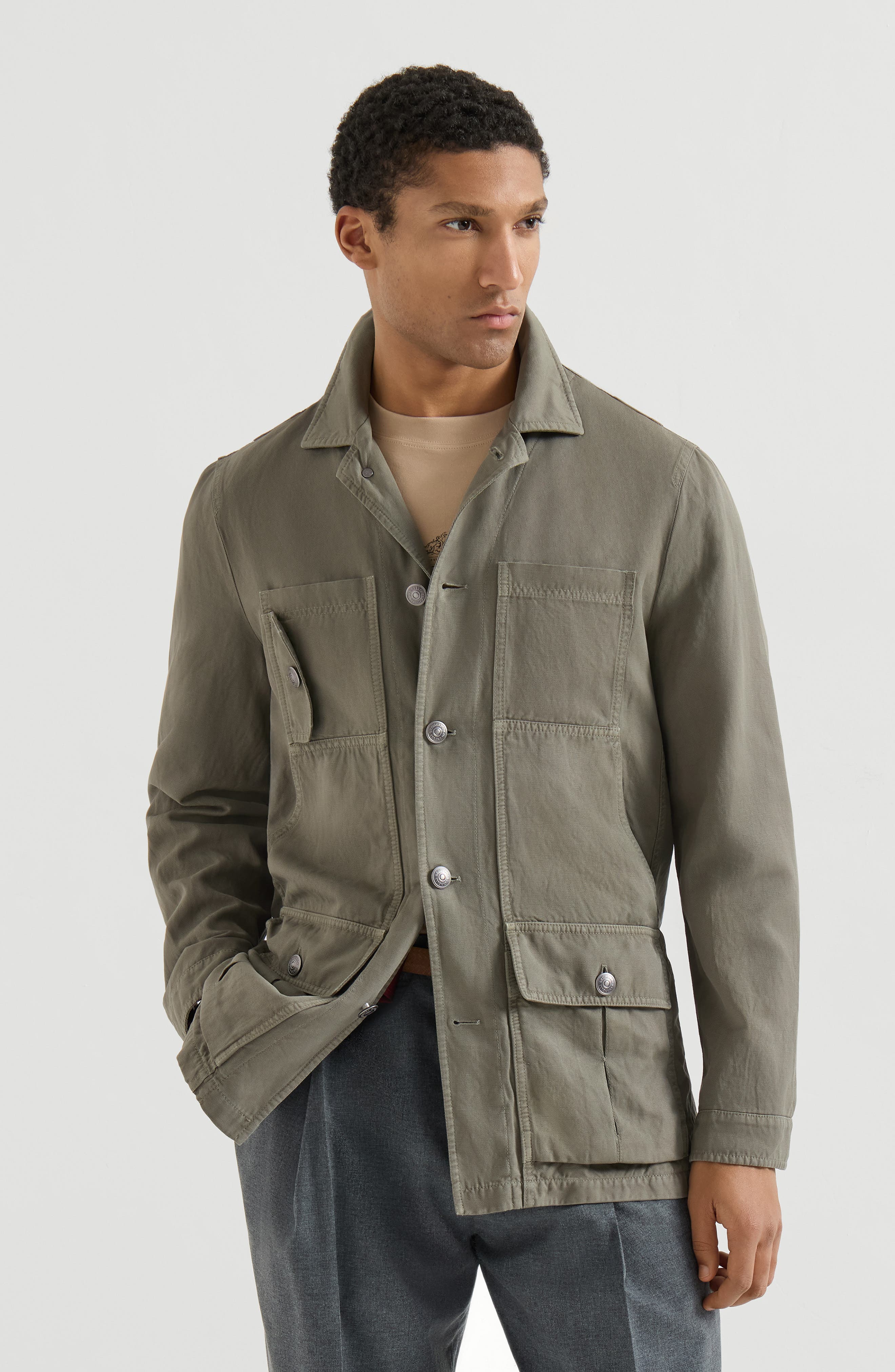 Cotton and linen outerwear jacket