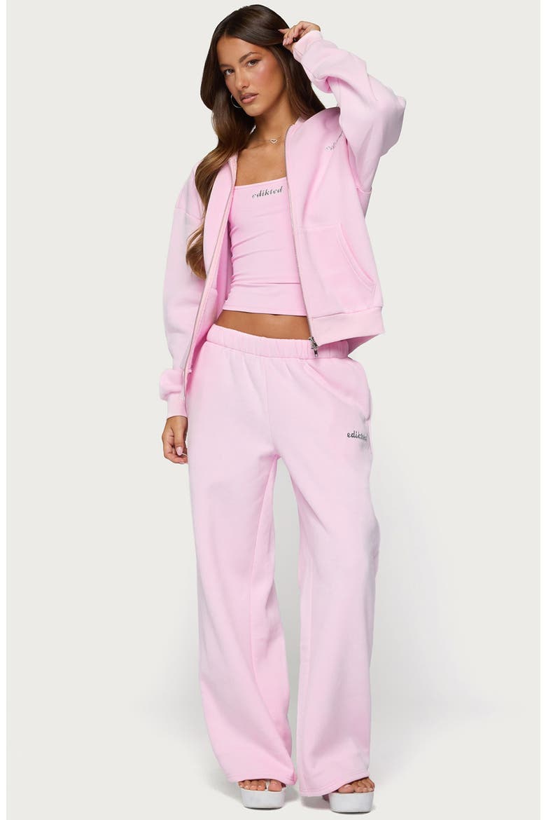Diva Logo Low Rise Wide Leg Sweatpants, Alternate, color, LIGHT-PINK